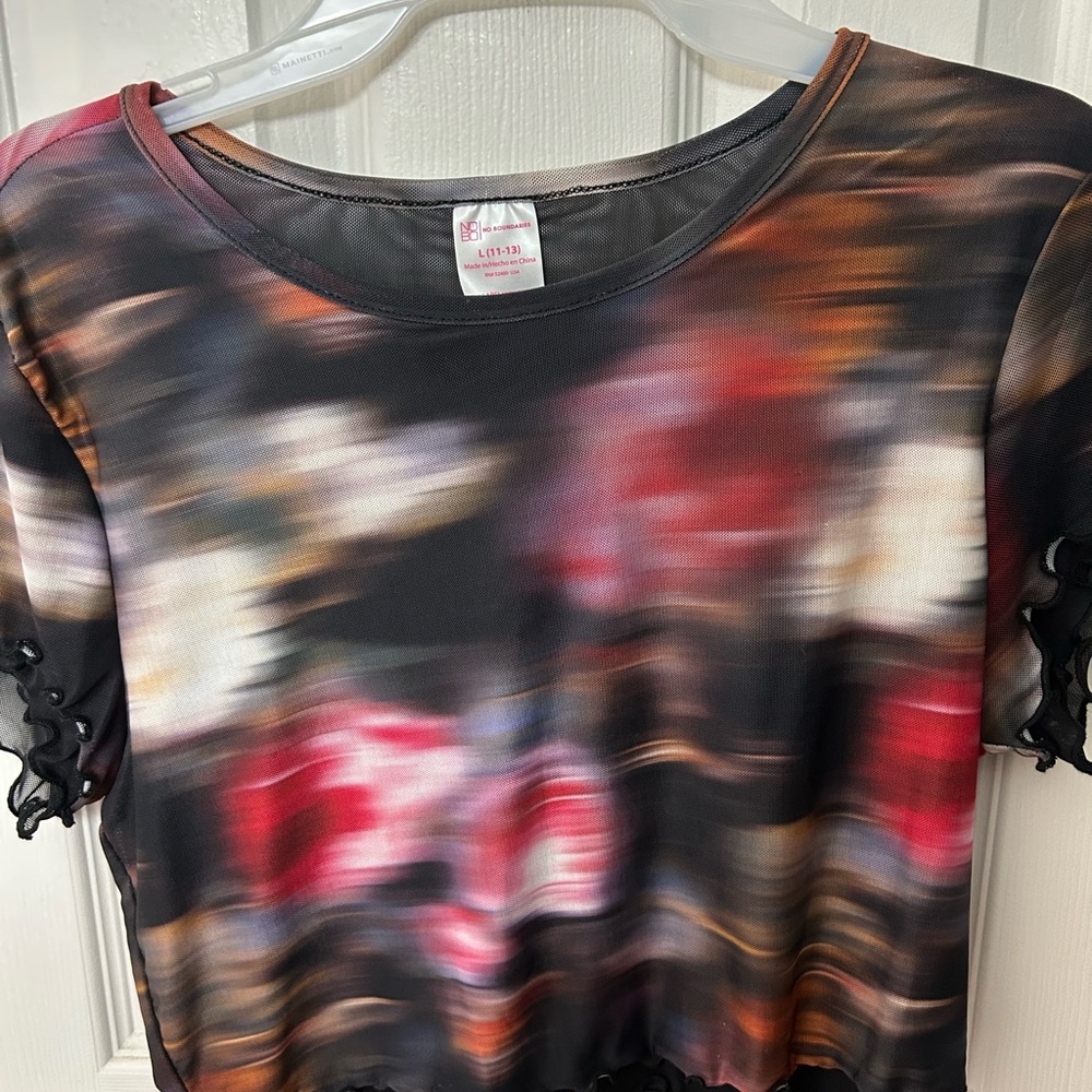 BCBG Black and Red Short Sleeve Top